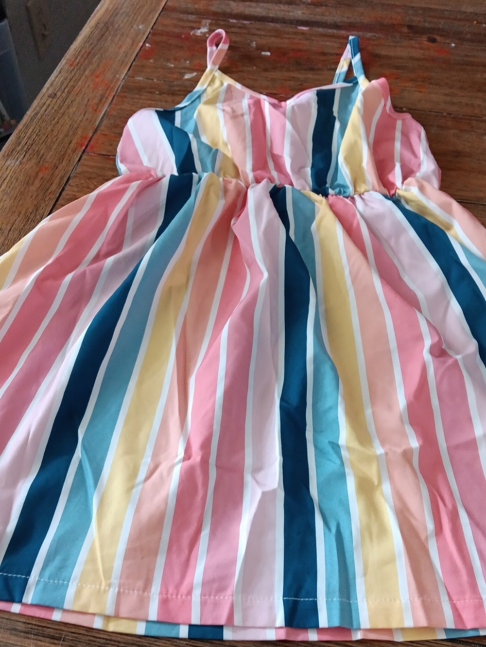 Girls' Striped Sundress - Pastel Rainbow